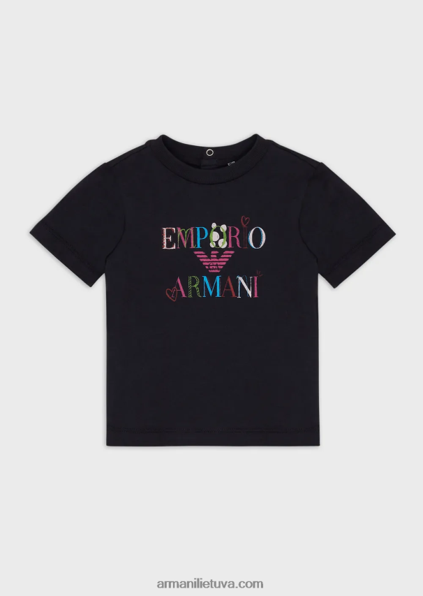 mergina modelis Armani marškinėliai su erelio ir širdelių raštais 02482X2659