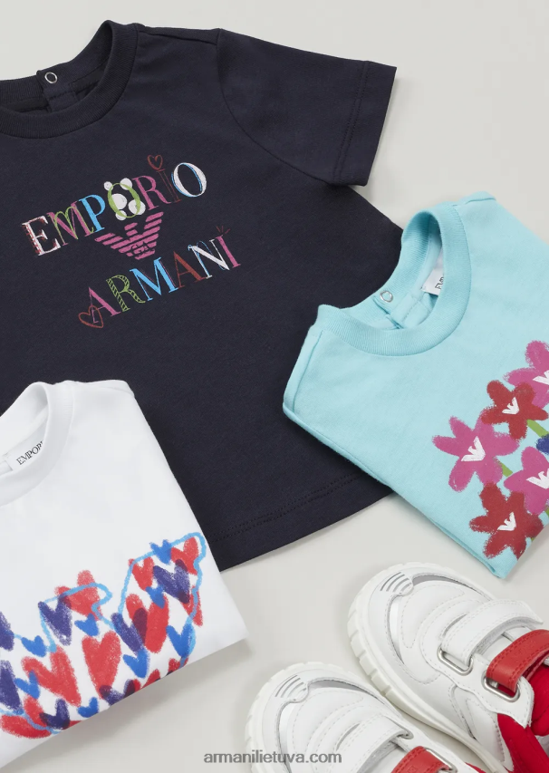 mergina modelis Armani marškinėliai su erelio ir širdelių raštais 02482X2659