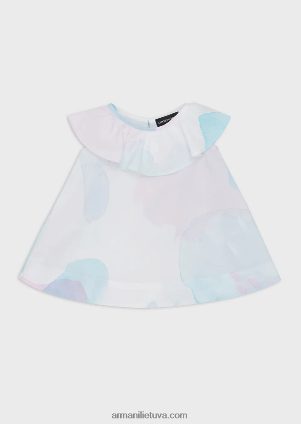 mergina modelis Armani pūkuota poplino suknelė su akvareliniu gėlių raštu 02482X2658