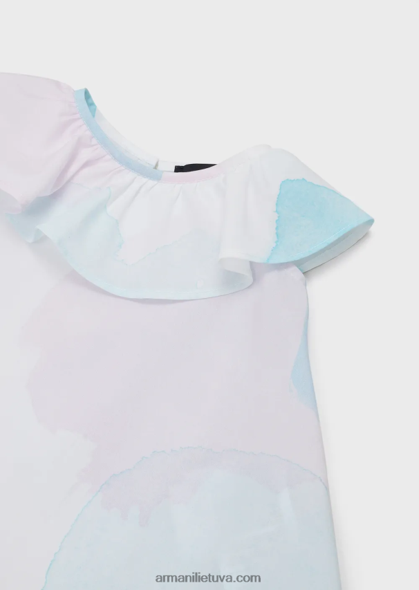 mergina modelis Armani pūkuota poplino suknelė su akvareliniu gėlių raštu 02482X2658