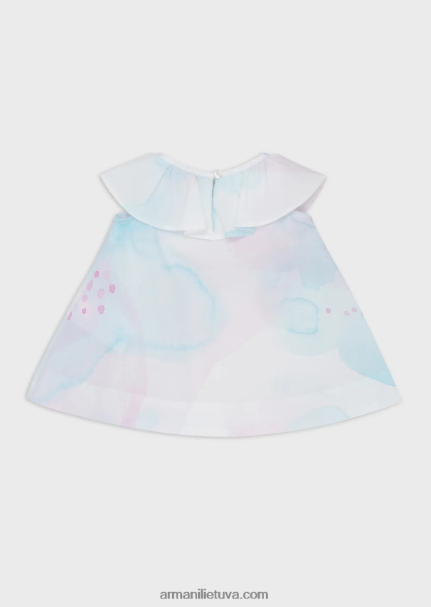 mergina modelis Armani pūkuota poplino suknelė su akvareliniu gėlių raštu 02482X2658