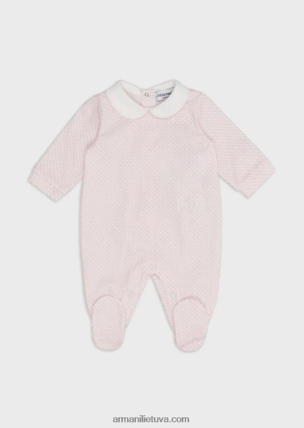 mergina rožinis Armani Onesie su Peter Pan apykakle ir visapusišku op-art ereliu 02482X2630
