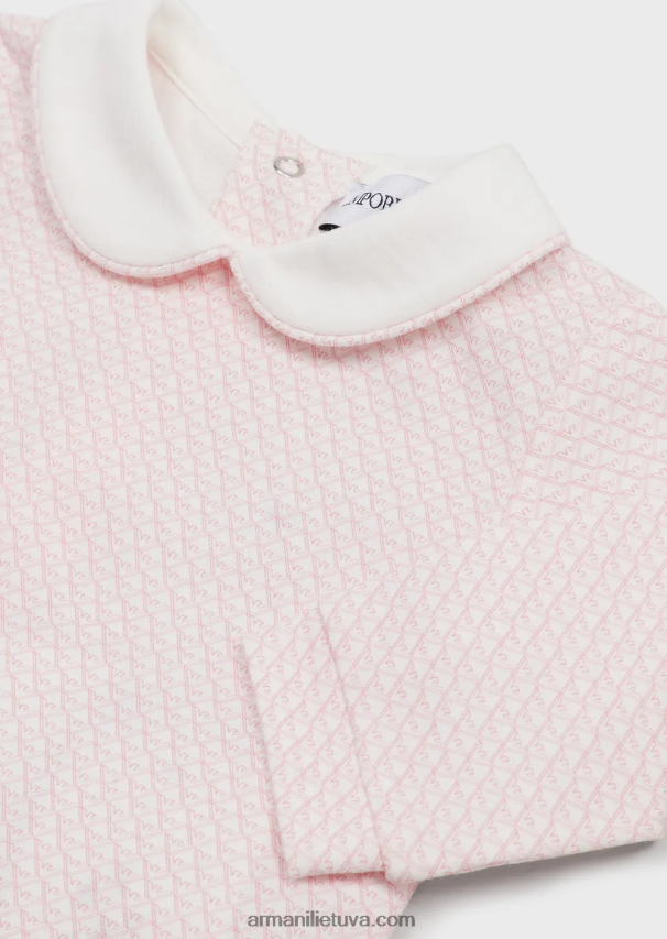mergina rožinis Armani Onesie su Peter Pan apykakle ir visapusišku op-art ereliu 02482X2630