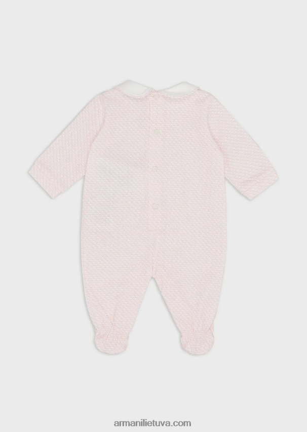 mergina rožinis Armani Onesie su Peter Pan apykakle ir visapusišku op-art ereliu 02482X2630