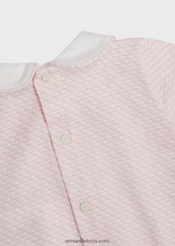 mergina rožinis Armani Onesie su Peter Pan apykakle ir visapusišku op-art ereliu 02482X2630