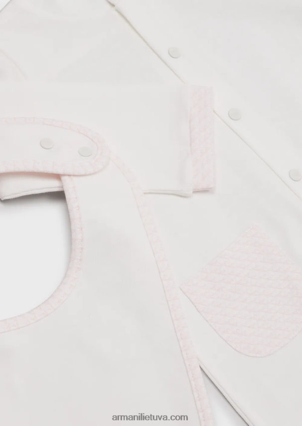 mergina rožinis Armani dovanų rinkinys, sudarytas iš op-art erelio seilinukų ir batono 02482X2643