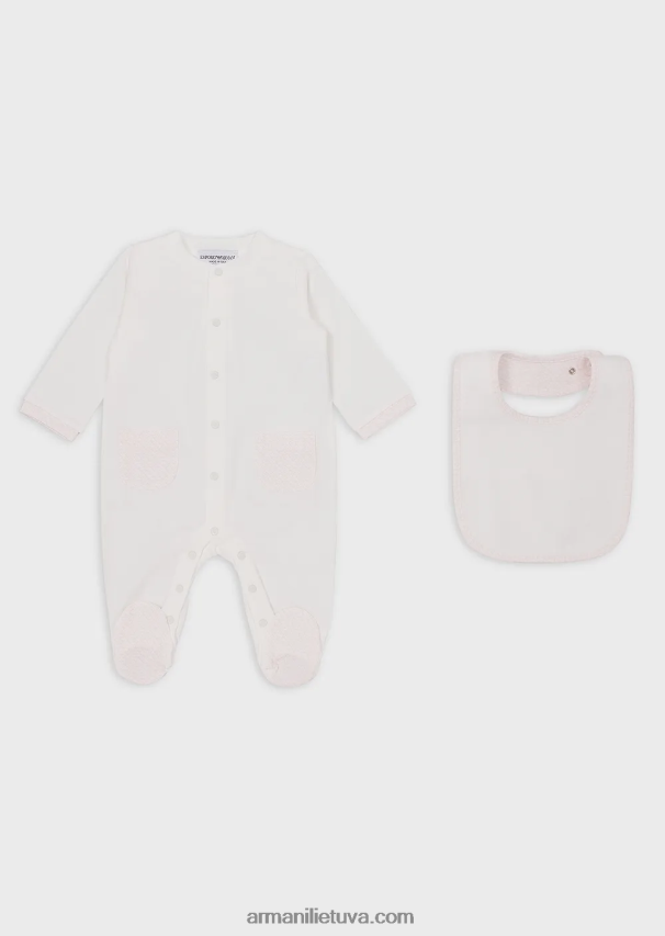 mergina rožinis Armani dovanų rinkinys, sudarytas iš op-art erelio seilinukų ir batono 02482X2643