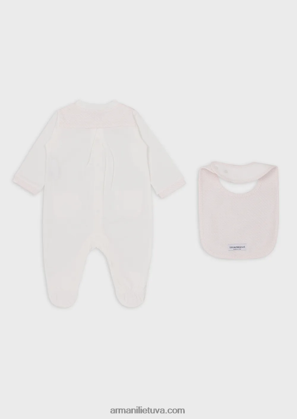 mergina rožinis Armani dovanų rinkinys, sudarytas iš op-art erelio seilinukų ir batono 02482X2643