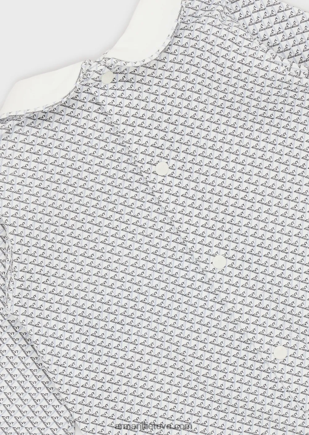 mergina žydros spalvos Armani Onesie su Peter Pan apykakle ir visapusišku op-art ereliu 02482X2629