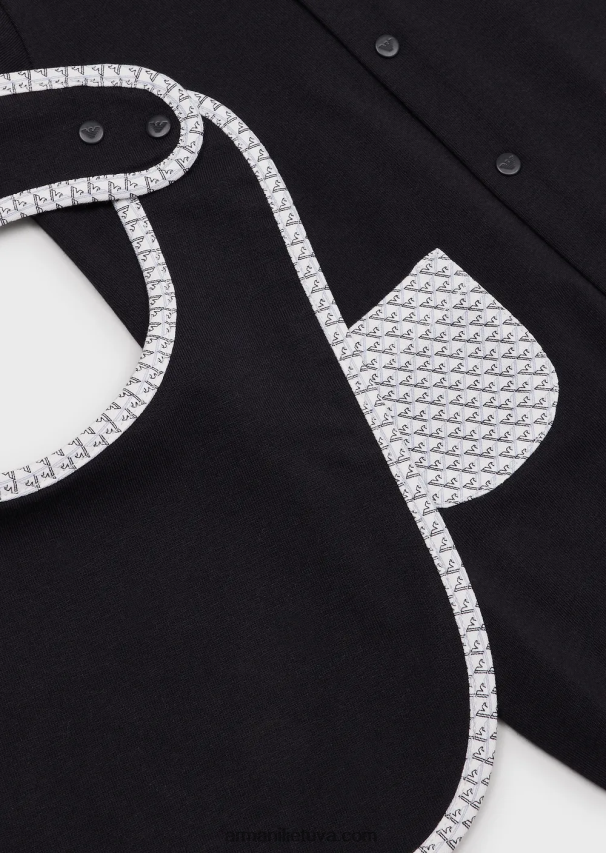 mergina žydros spalvos Armani dovanų rinkinys, sudarytas iš op-art erelio seilinukų ir batono 02482X2641