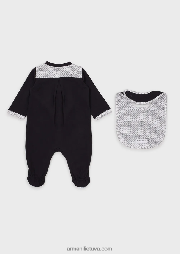 mergina žydros spalvos Armani dovanų rinkinys, sudarytas iš op-art erelio seilinukų ir batono 02482X2641