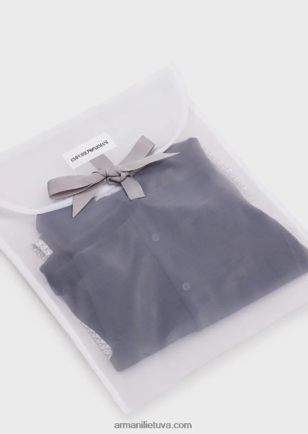 mergina žydros spalvos Armani dovanų rinkinys, sudarytas iš op-art erelio seilinukų ir batono 02482X2641