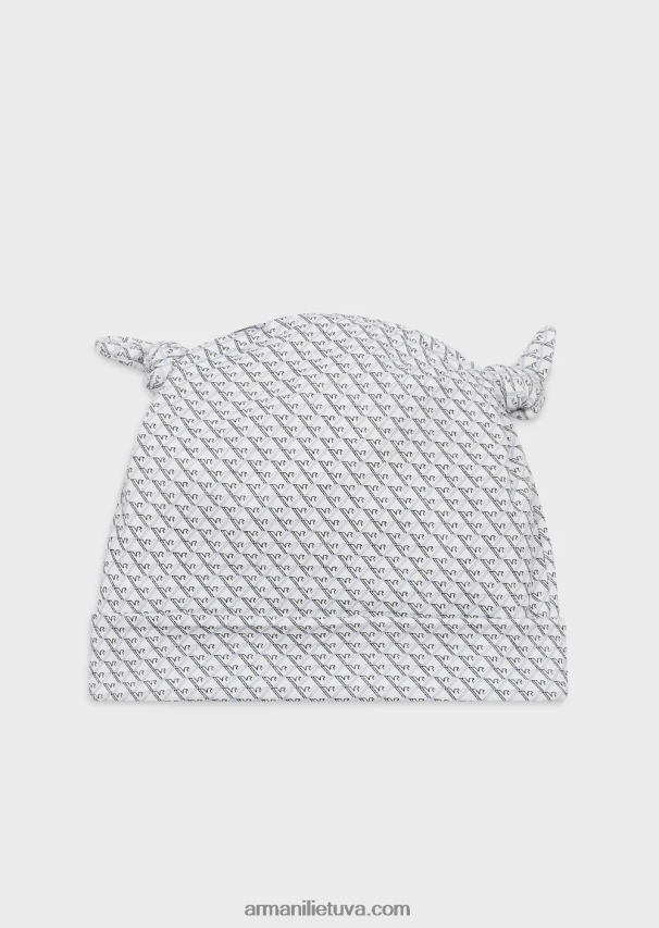mergina baltas Armani mazgas beanie su op-art ereliais 02482X2627
