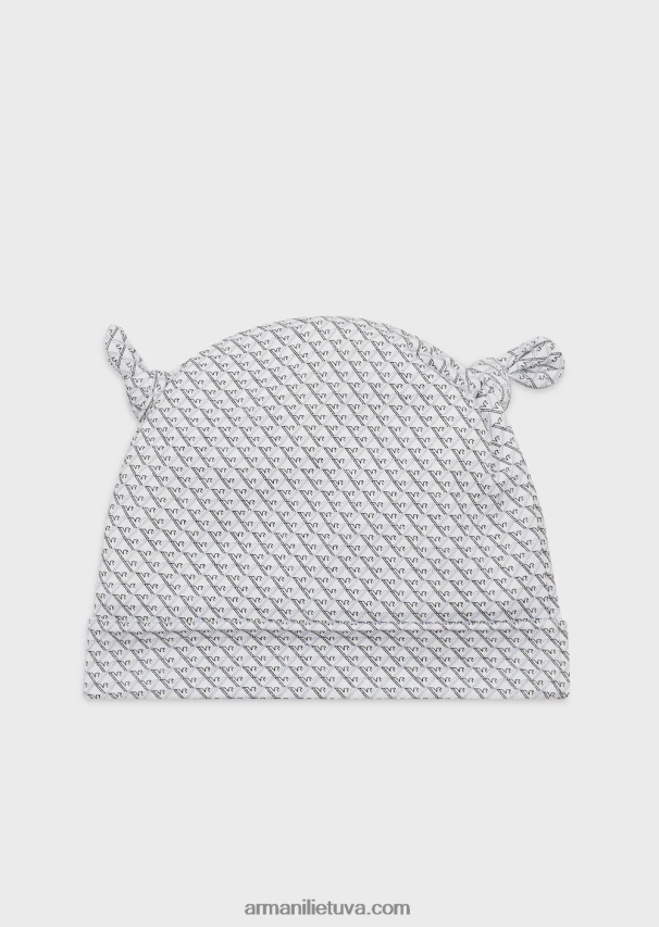 mergina baltas Armani mazgas beanie su op-art ereliais 02482X2627