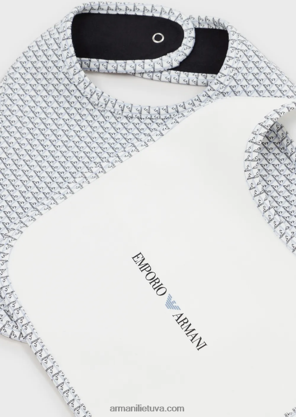 mergina žydros spalvos Armani dviejų seilinukų rinkinys su op-art ereliais 02482X2624