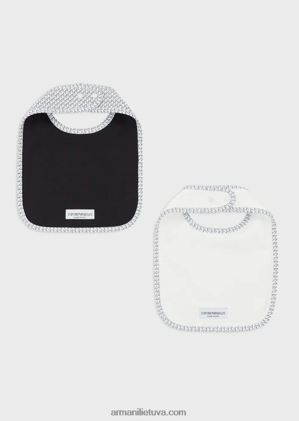 mergina žydros spalvos Armani dviejų seilinukų rinkinys su op-art ereliais 02482X2624