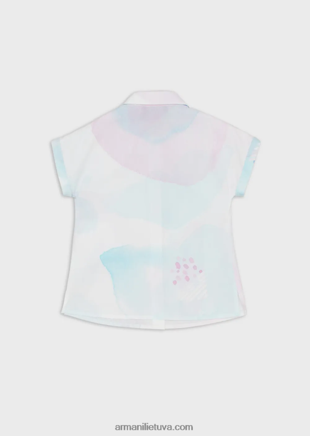 merginaArmani Poplininiai marškiniai trumpomis rankovėmis su akvareliniu gėlių raštu 02482X2540