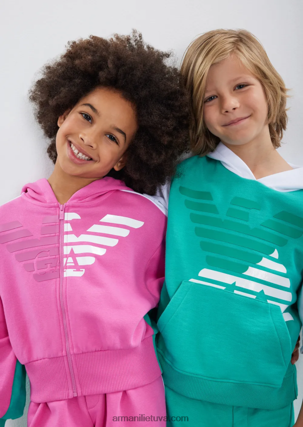 mergina žalias Armani megztinis su gobtuvu su užtrauktuku su negabaritiniu ea crew eagle 02482X2568