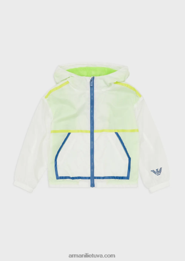 mergina baltas Armani Nailono palaidinė su užtrauktuku su gobtuvu 02482X2546