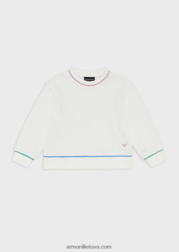 mergina baltas Armani Prancūziškas kilpinis oversize megztinis su kontrastingomis detalėmis 02482X2544