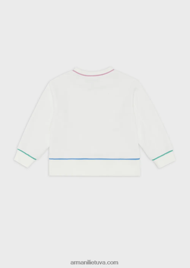 mergina baltas Armani Prancūziškas kilpinis oversize megztinis su kontrastingomis detalėmis 02482X2544