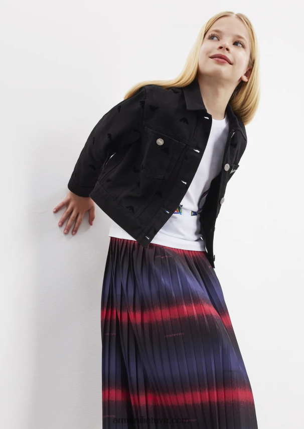 mergina baltas Armani džersio marškinėliai su logotipo piešinio spauda 02482X2561