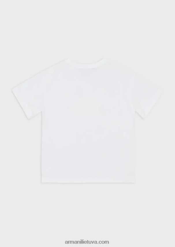 mergina baltas Armani džersio marškinėliai su spragėsių raštu 02482X2560