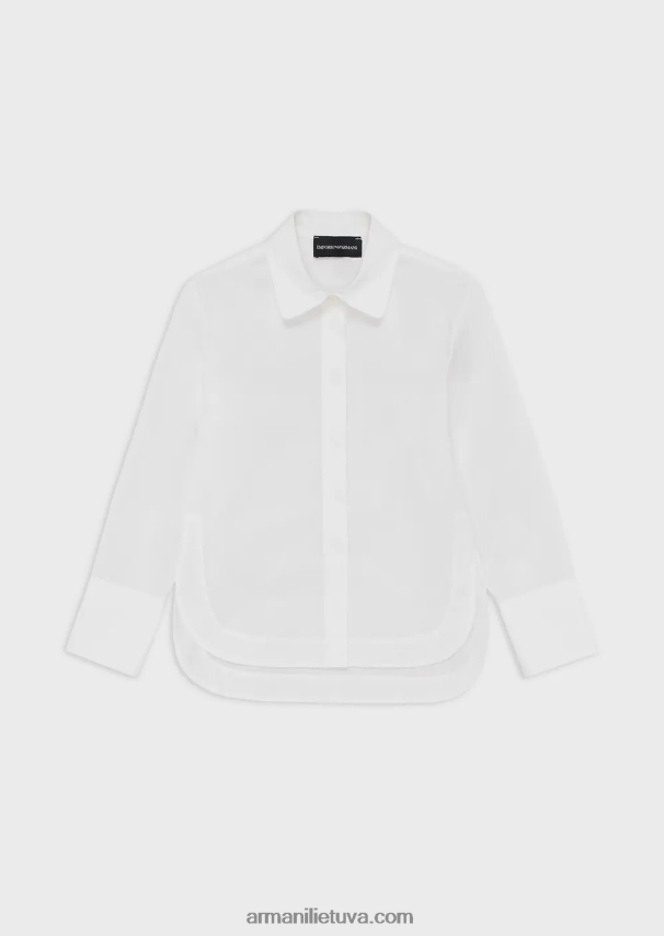 mergina baltas Armani poplino marškinėliai 02482X2571