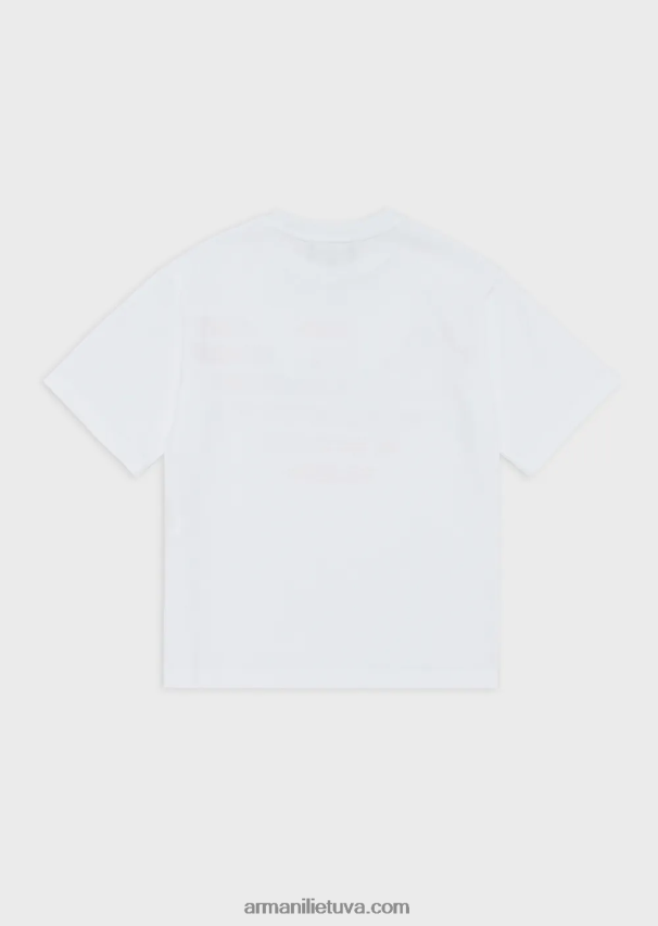 mergina baltas logotipas Armani ea crew sunkiasvoriai marškinėliai su įvairiaspalviu logotipu 02482X2557
