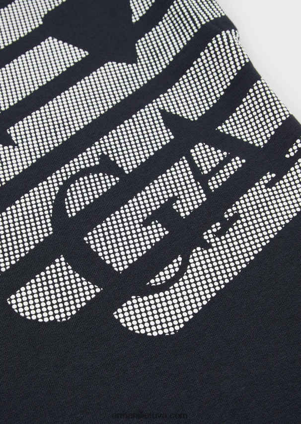 mergina mėlynas logotipas Armani lengva džersio ir vilnos suknelė su per dideliu erelio raštu 02482X2566