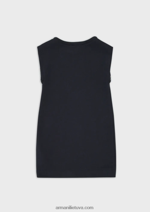 mergina mėlynas logotipas Armani lengva džersio ir vilnos suknelė su per dideliu erelio raštu 02482X2566