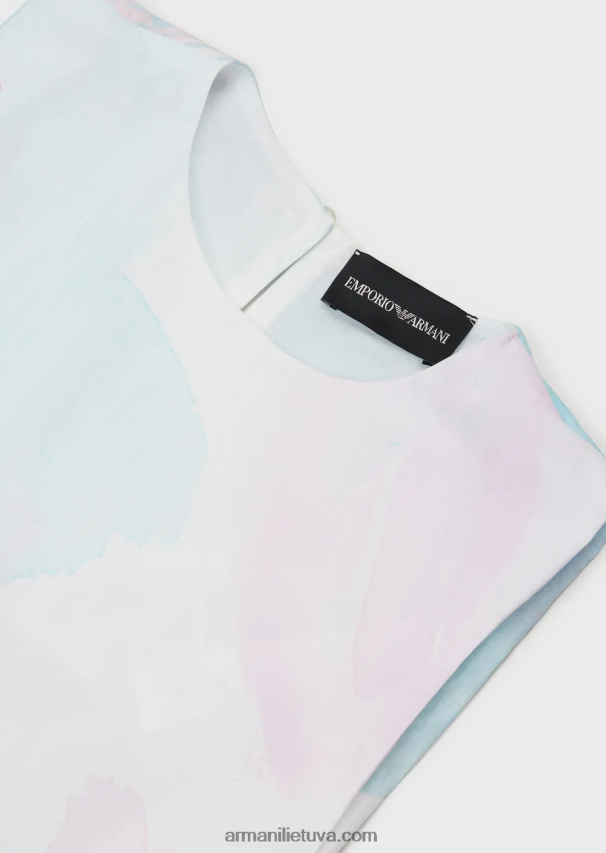 mergina modelis Armani platėjanti poplino suknelė su akvareliniu gėlių raštu 02482X2539