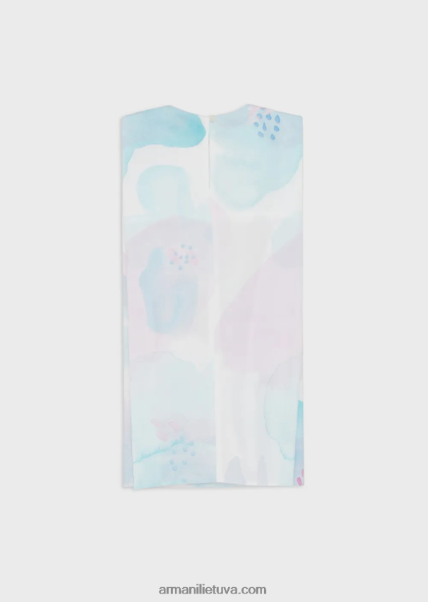 mergina modelis Armani platėjanti poplino suknelė su akvareliniu gėlių raštu 02482X2539