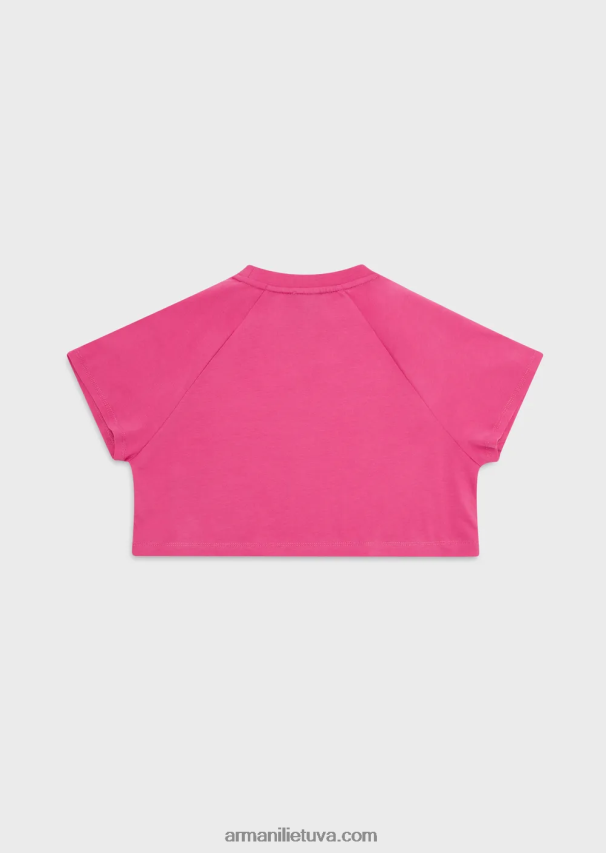 mergina rožinis Armani „ea crew“ sunkūs džersio marškinėliai su erelio raštu 02482X2577