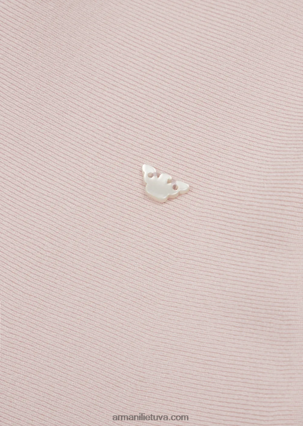 mergina rožinis Armani megzta platėjanti suknelė su lazeriu kirptu profiliu 02482X2542