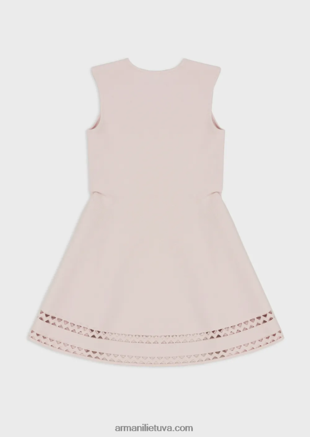 mergina rožinis Armani megzta platėjanti suknelė su lazeriu kirptu profiliu 02482X2542