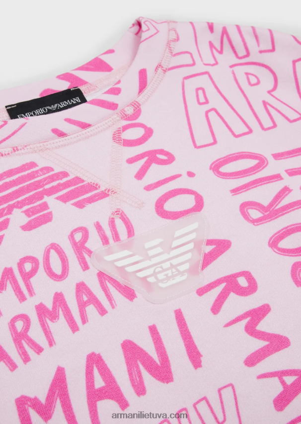 mergina rožinis Armani trikotažiniai megztiniai su užrašu „ea crew“. 02482X2547