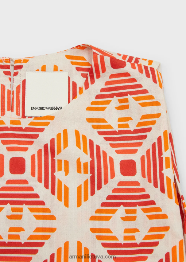mergina spausdinti Armani tvarios kolekcijos ekologiškos muslino spalvos viršutinė dalis su spaudiniais 02482X2578
