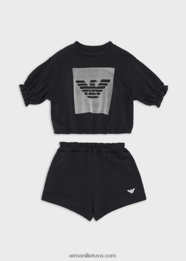 mergina tamsiai mėlyna Armani lengvas džersio ir vilnos megztinių ir šortų komplektas 02482X2565