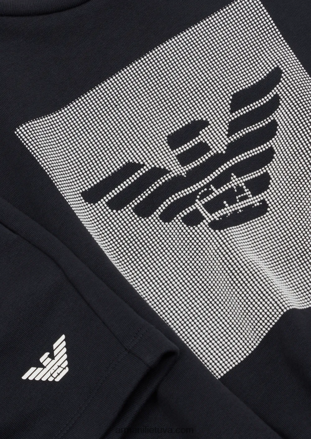 mergina tamsiai mėlyna Armani lengvas džersio ir vilnos megztinių ir šortų komplektas 02482X2565