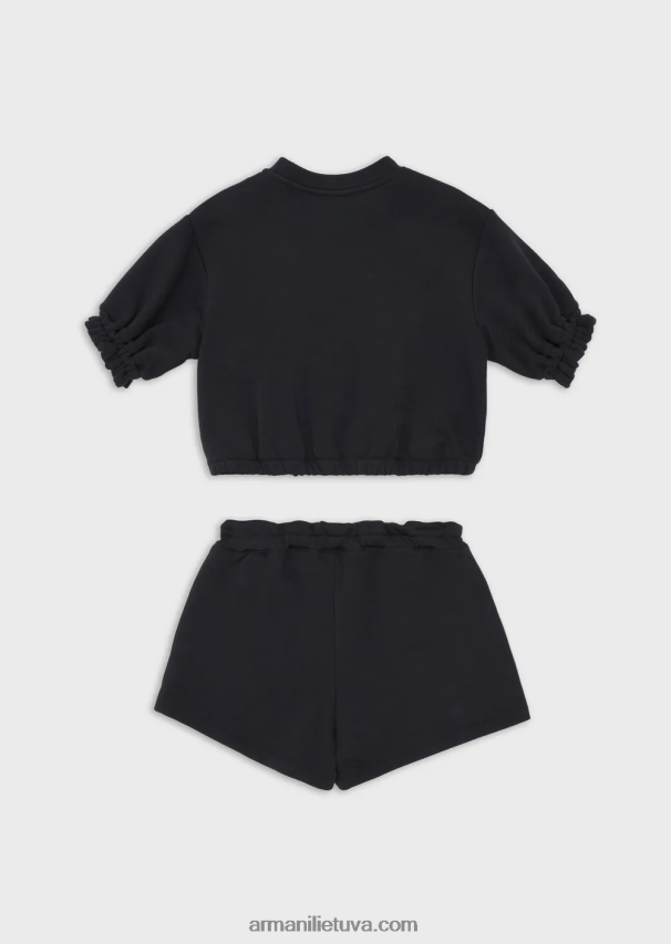 mergina tamsiai mėlyna Armani lengvas džersio ir vilnos megztinių ir šortų komplektas 02482X2565