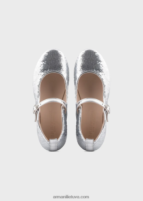 mergina sidabras Armani Mary Janes su visais blizgučiais 02482X2581