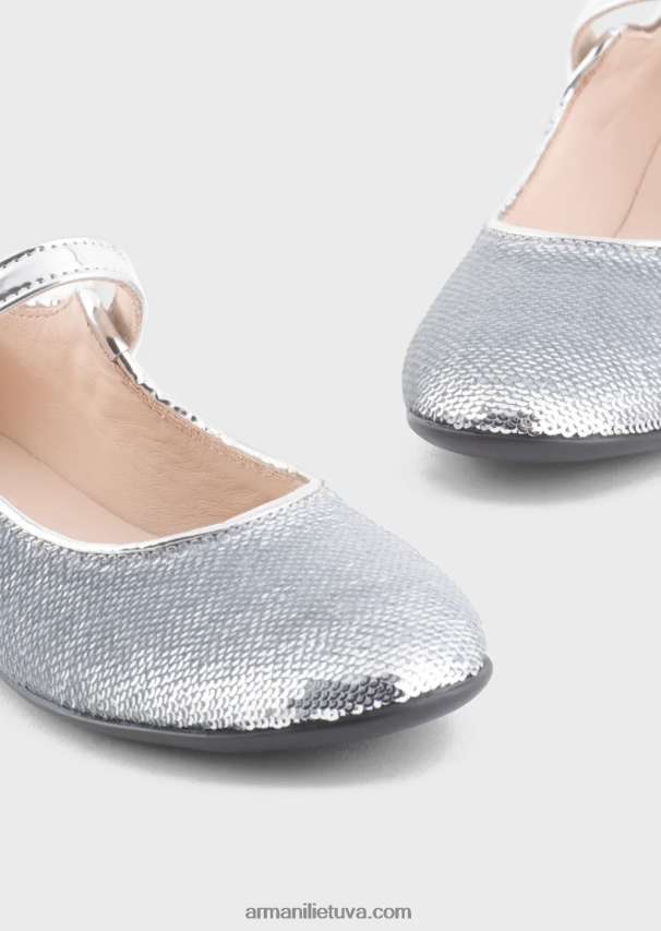 mergina sidabras Armani Mary Janes su visais blizgučiais 02482X2581