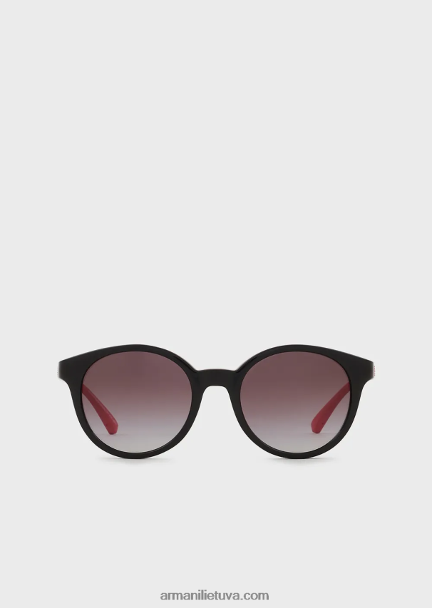 mergina juodas Armani apvalūs akiniai nuo saulės 02482X2591