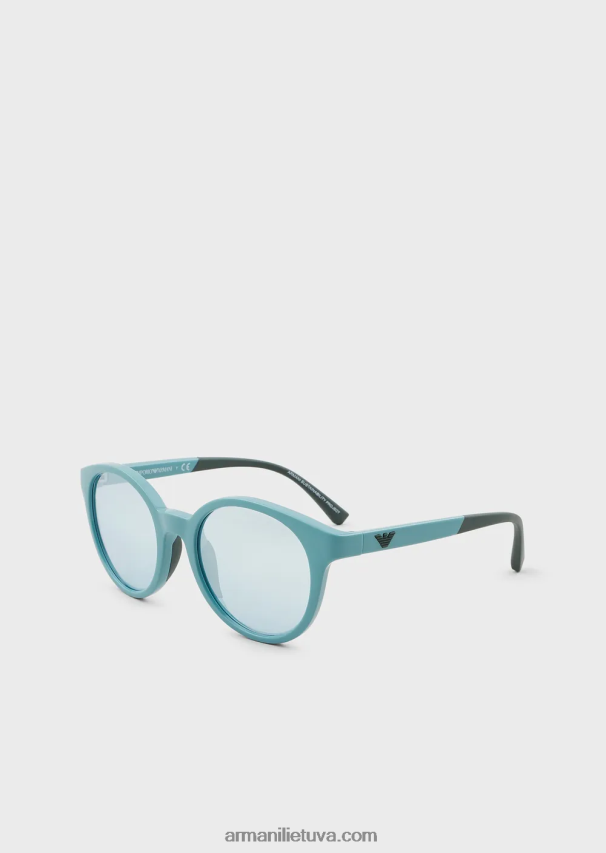 mergina žydros spalvos Armani apvalūs akiniai nuo saulės 02482X2595