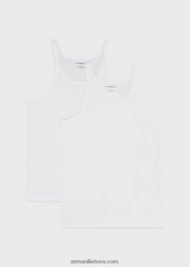 vyrų baltas Armani dvi pakuotės grynos medvilnės liemenės 02482X1821