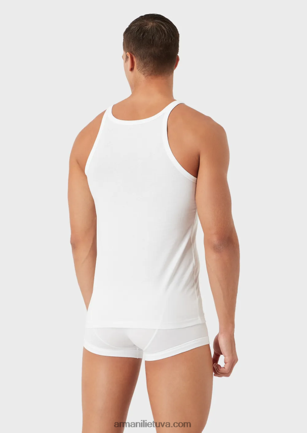 vyrų baltas Armani dvi pakuotės grynos medvilnės liemenės 02482X1821