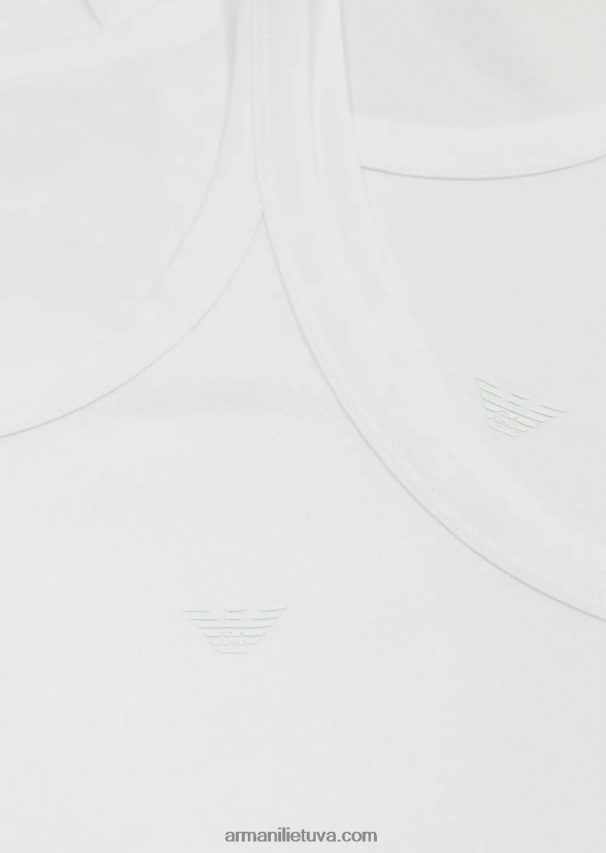 vyrų baltas Armani dvi pakuotės grynos medvilnės liemenės 02482X1821