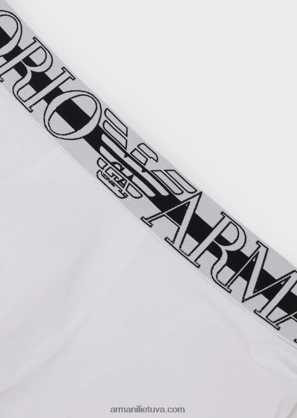 vyrų baltas Armani ekologiškos medvilnės trumpikės su megalogu 02482X1771