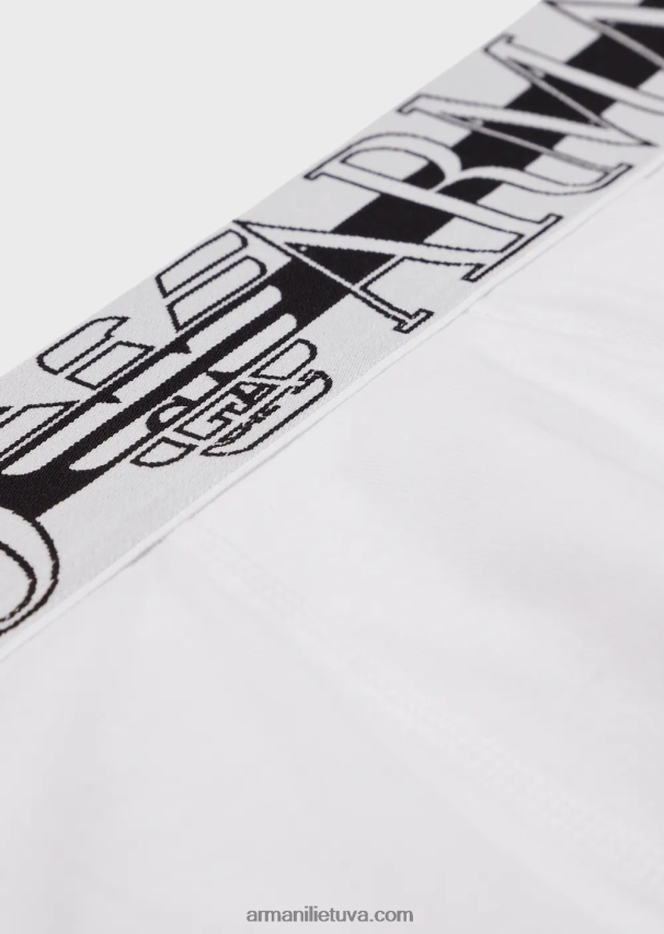 vyrų baltas Armani ekologiškos medvilnės trumpikės su megalogu 02482X1774
